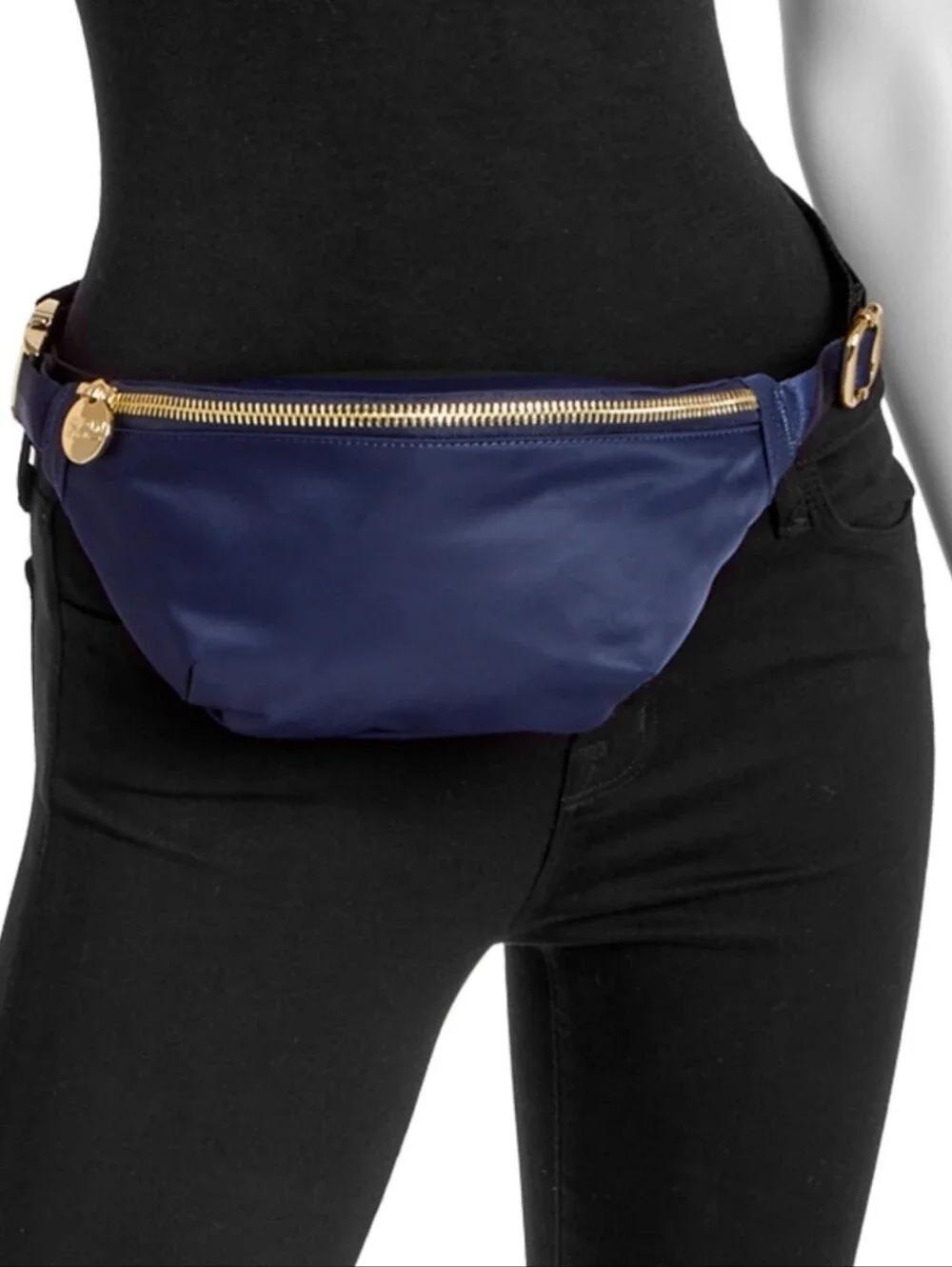 Stoney Clover Lane Navy Blue Crossbody Belt Bag with Gold Hardware